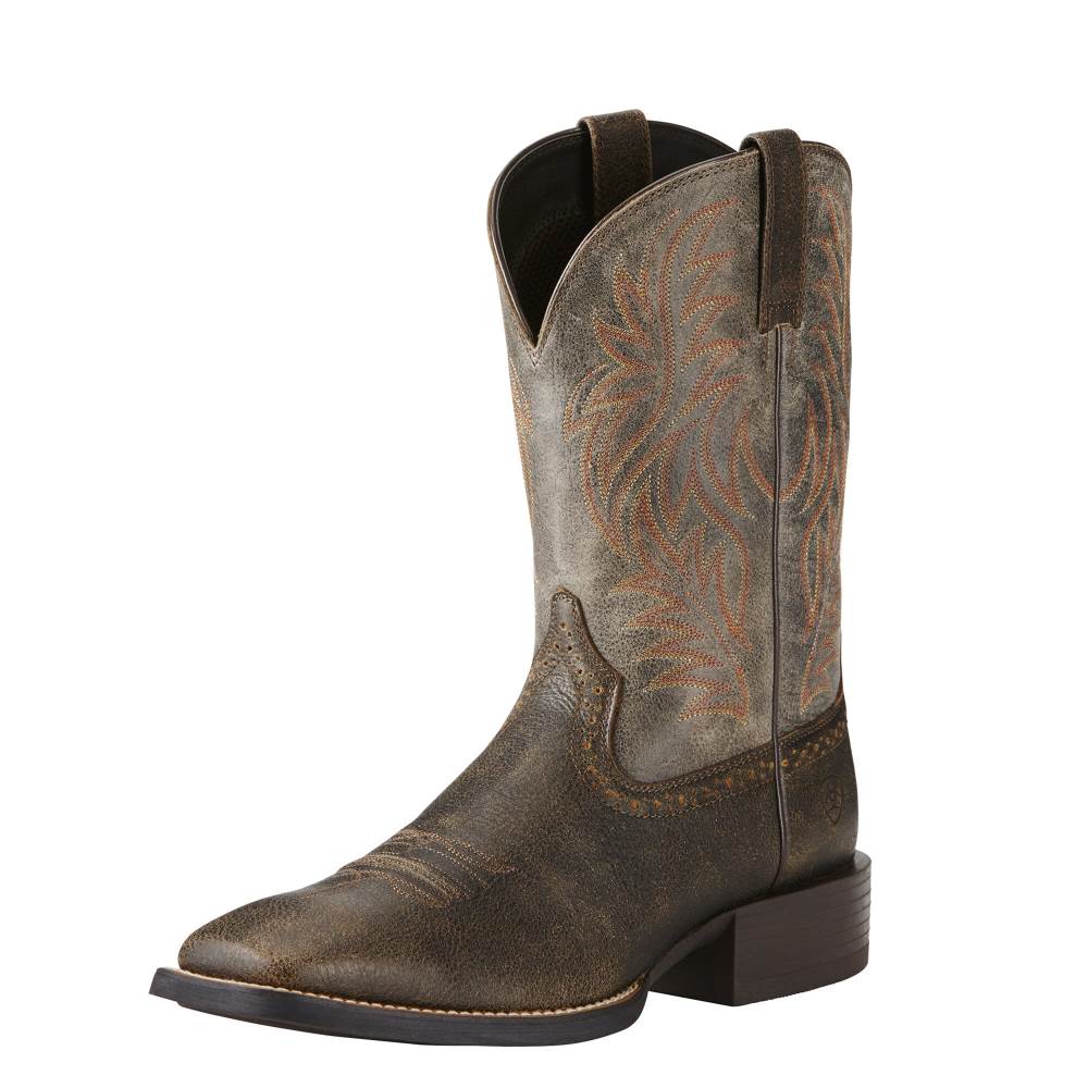 Ariat Sport Wide Square Toe Western Boot - BROOKLYN BROWN