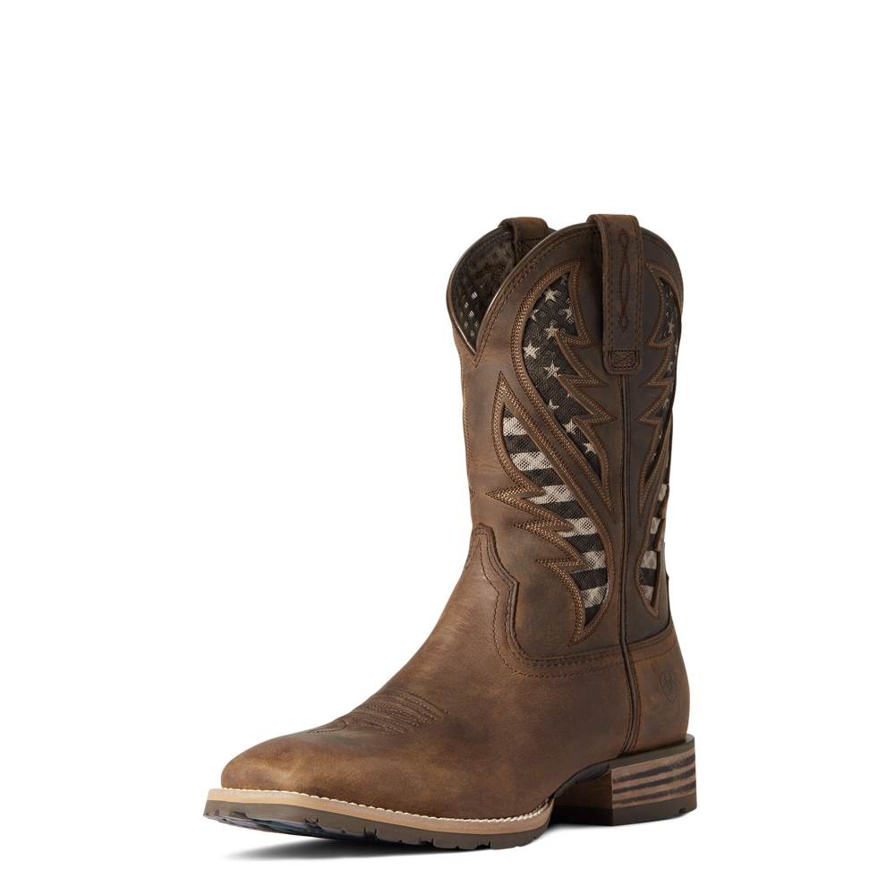 Ariat Hybrid VentTEK Western Boot - DISTRESSED BROWN