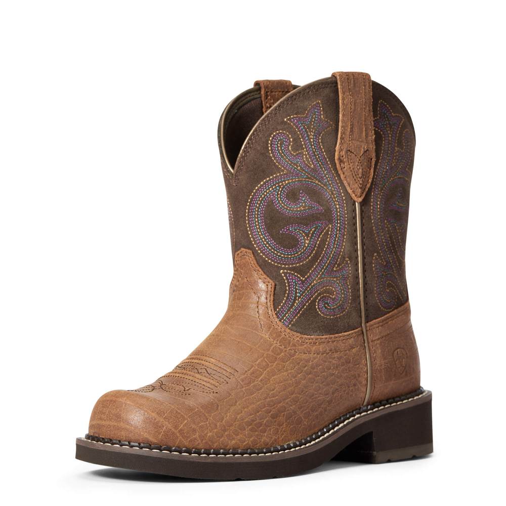 Ariat Fatbaby Heritage Western Boot - BROWN CROCO PRINT