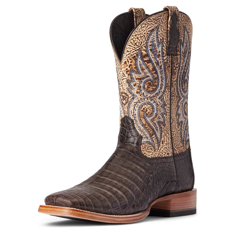 Ariat Relentless Denton Western Boot - CHOCOLATE CAIMAN BELLY