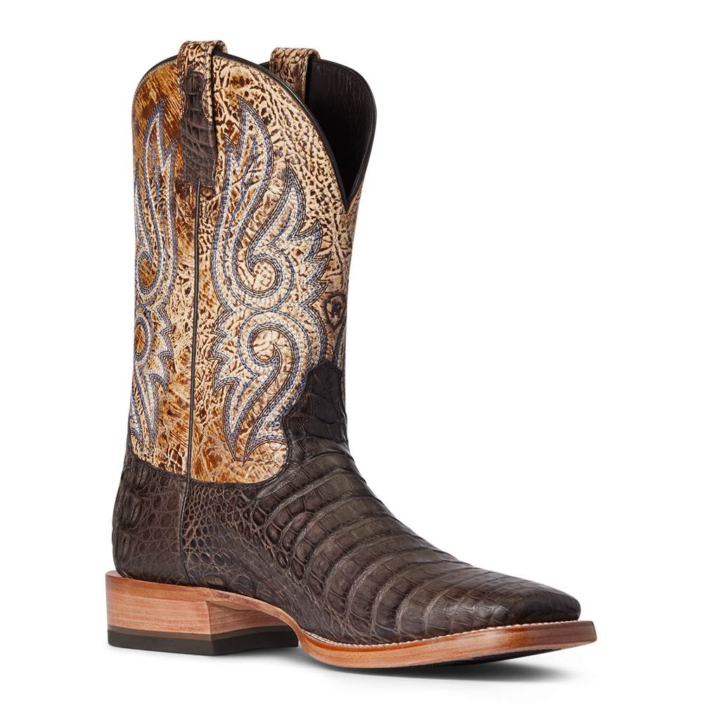 Ariat Relentless Denton Western Boot - CHOCOLATE CAIMAN BELLY