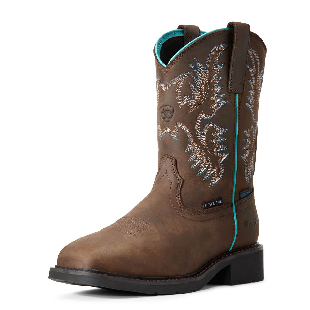 Ariat Krista Waterproof Steel Toe Work Boot - DARK BROWN