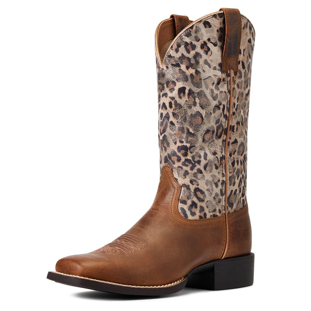 Ariat Round Up Wide Square Toe Western Boot - PEARL BROWN
