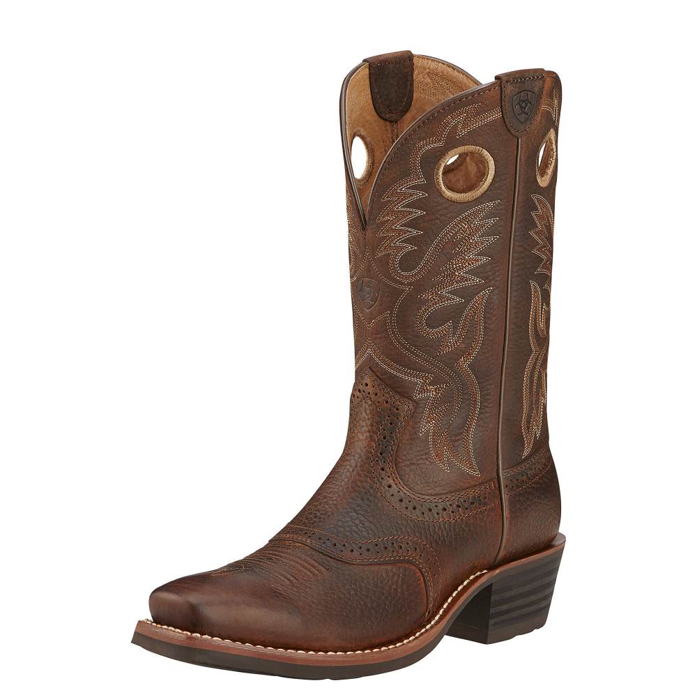 Ariat Heritage Roughstock Western Boot - BROWN OILED ROWDY