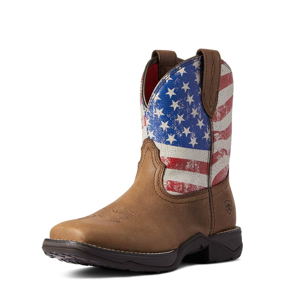 Ariat Anthem Shortie Patriot Western Boot - RED BROWN