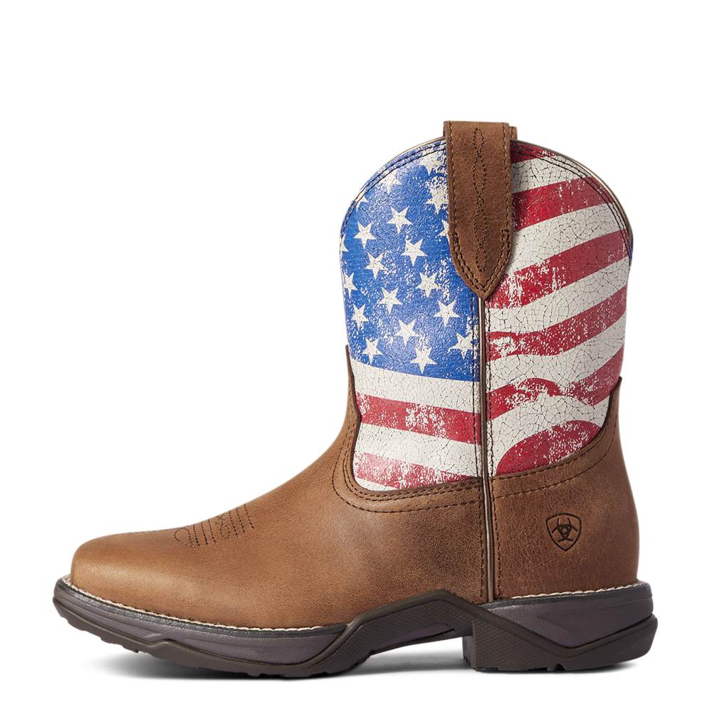 Ariat Anthem Shortie Patriot Western Boot - RED BROWN