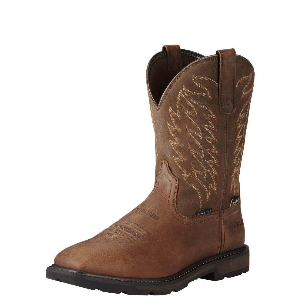 Ariat Groundbreaker Wide Square Toe MetGuard MetGuard Steel Toe Work Boot - BROWN