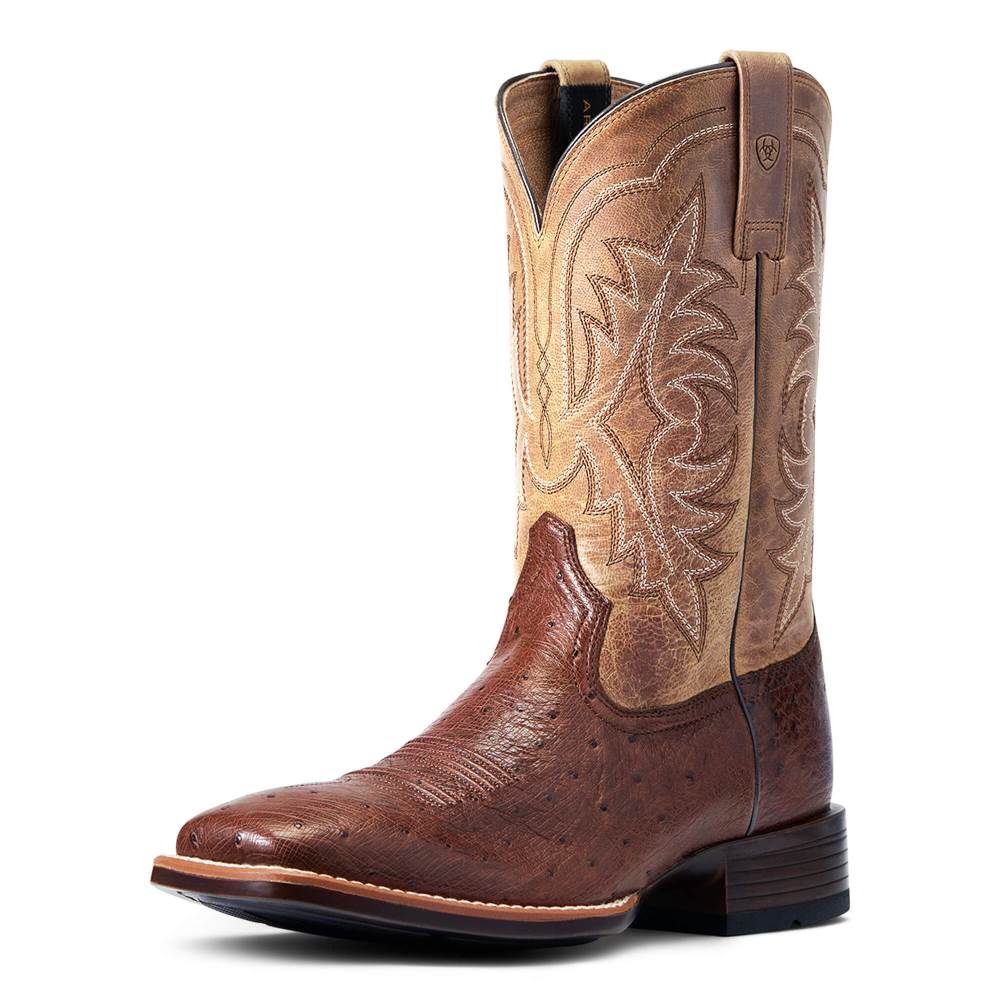 Ariat Night Life Ultra Western Boot - ANTIQUE TABAC SQ OSTRICH