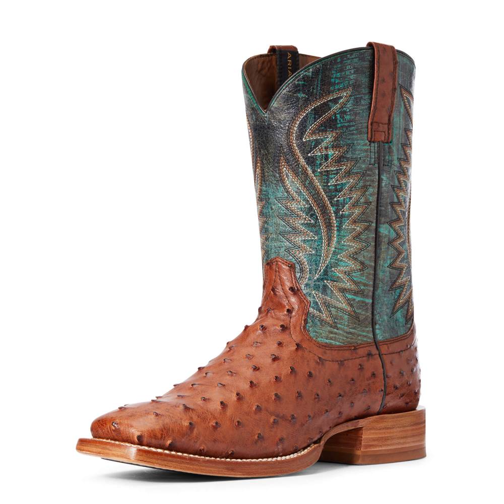 Ariat Gallup Western Boot - BRANDY FULL QUILL OSTRICH