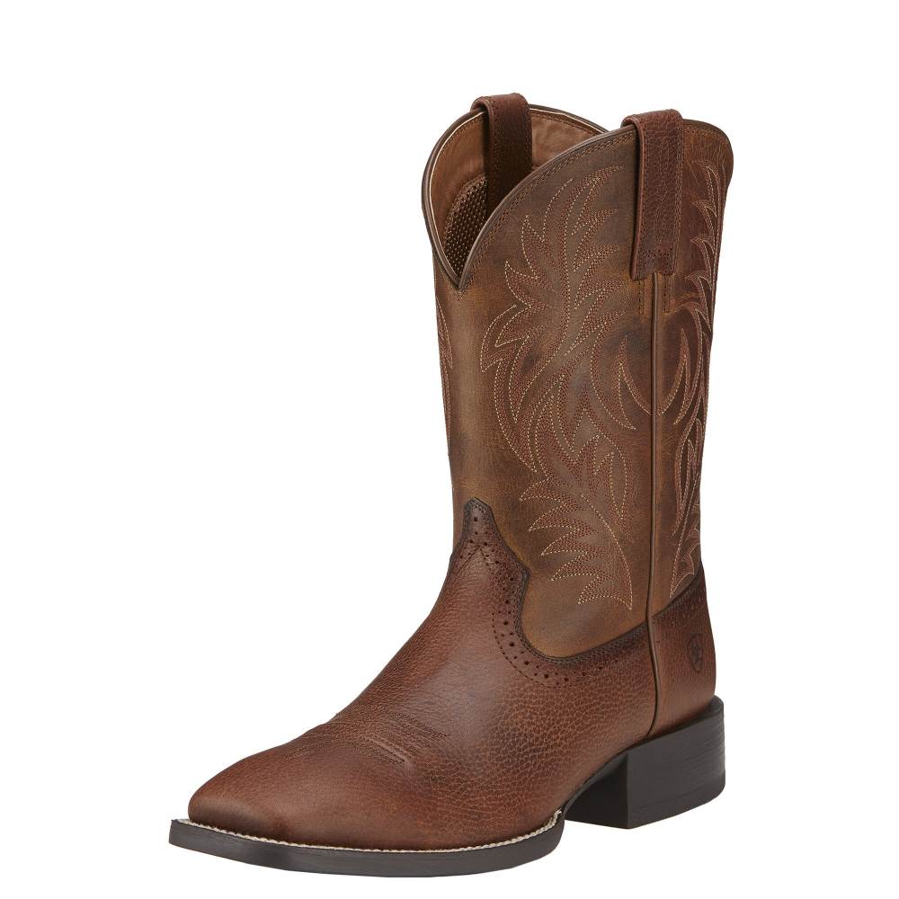 Ariat Sport Wide Square Toe Western Boot - FIDDLE BROWN