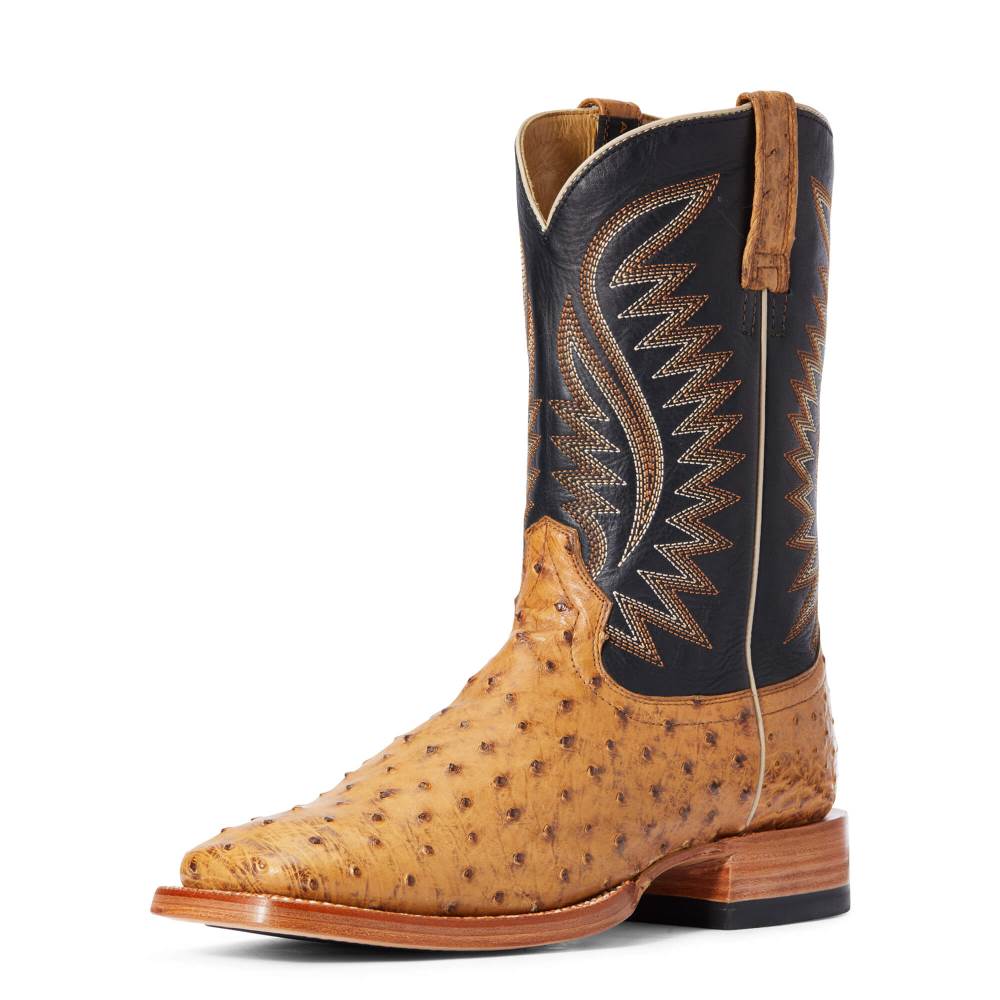 Ariat Gallup Western Boot - TAN FULL QUILL OSTRICH