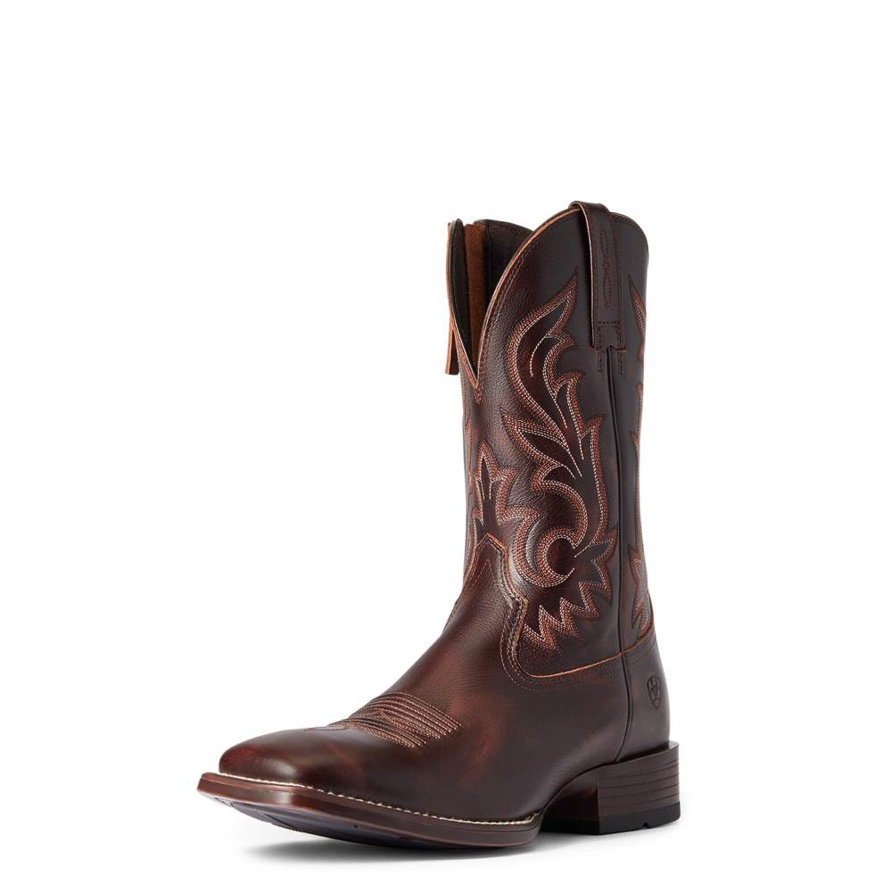 Ariat Slim Zip Ultra Western Boot - HAND STAINED RED - BROWN