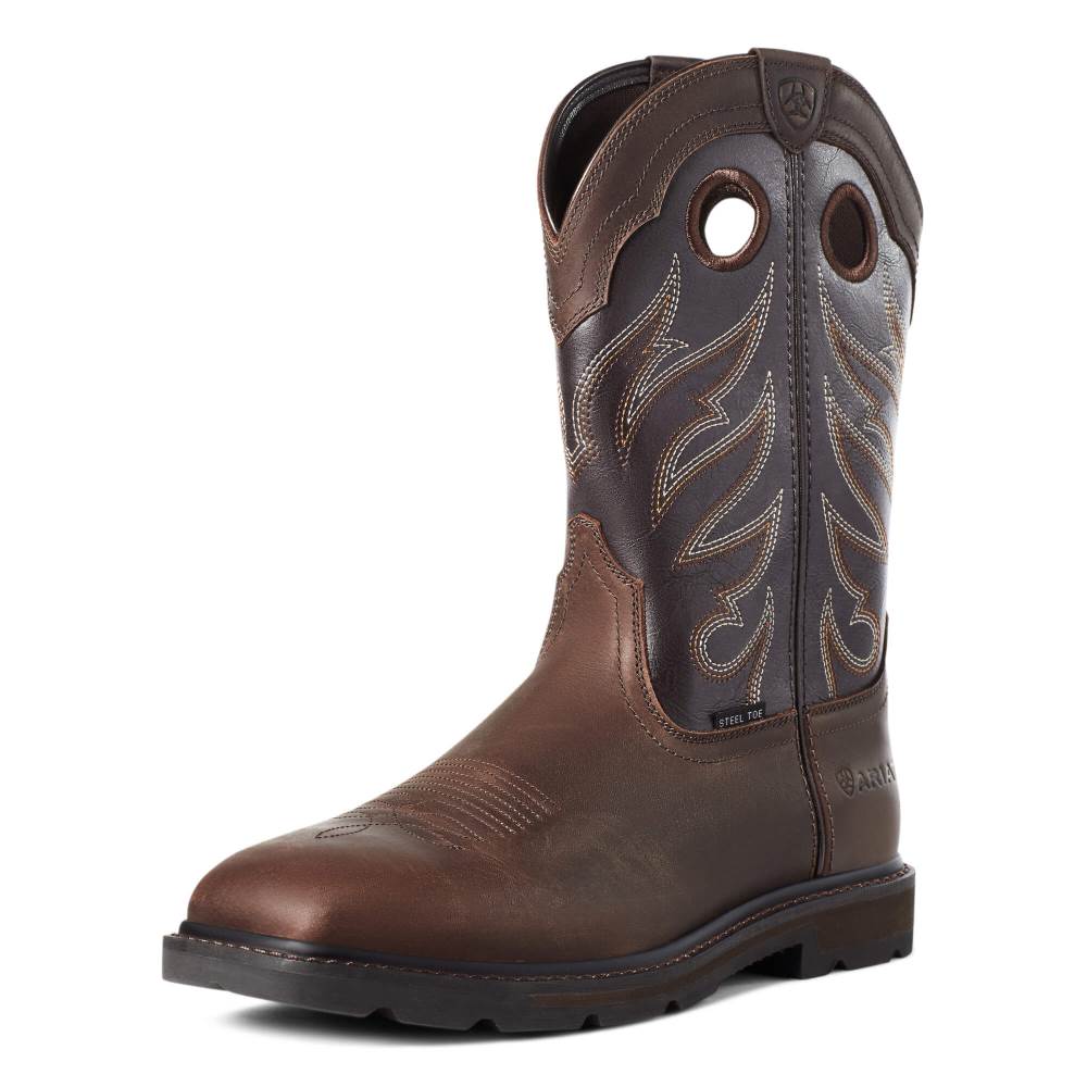 Ariat Groundwork Wide Square Toe Steel Toe Work Boot - BROWN