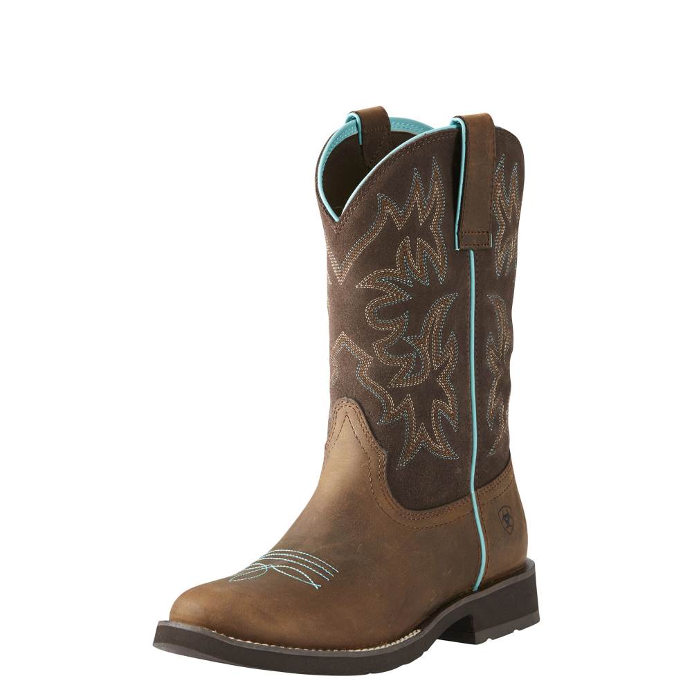 Ariat Delilah Round Toe Western Boot - DISTRESSED BROWN