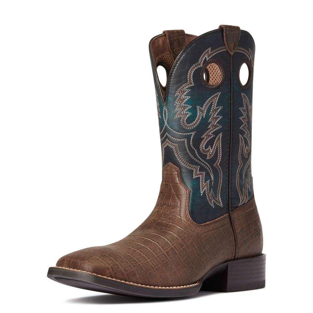 Ariat Sport Buckout Western Boot - CHOCOLATE CROC PRINT