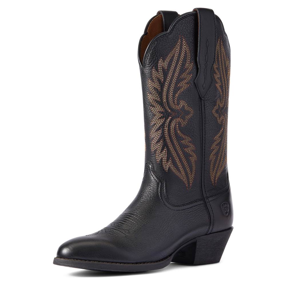 Ariat Heritage R Toe StretchFit Western Boot - BLACK DEERTAN