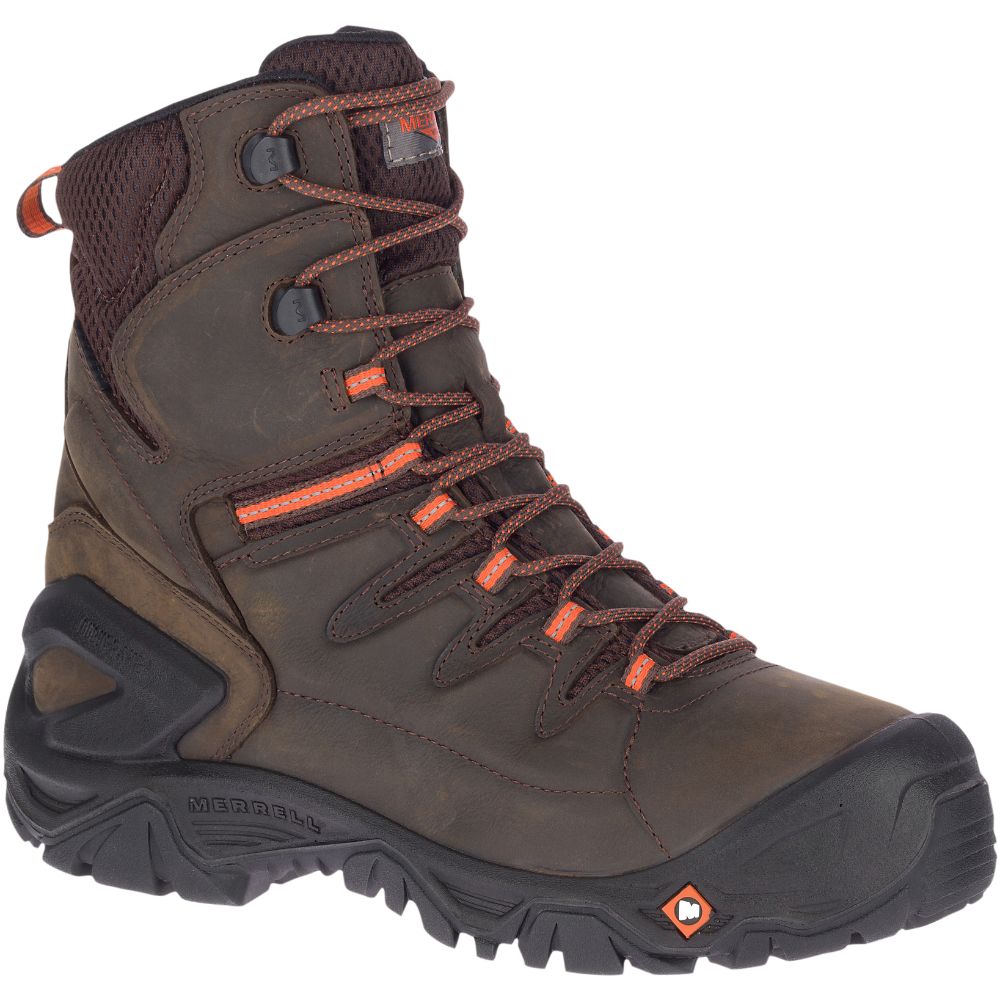 Merrel StrongfielLeathe 8" ThermWaterproo Com To Wor Boots Wid Widt Espresso